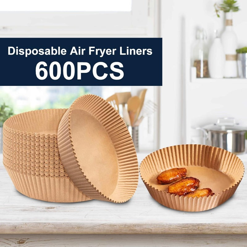 600pcs Extra Large 7.9 Inch Non-Stick Air Fryer Baking Papers - Heavy Duty Parchment Liners, 428°C Heat-Resistant, Compatible with Instant Pot, Oven, Microwave, Toaster Oven, for Fryer, Convection Oven - Disposable, Stackable, Precise Fit for 5-8QT Basket