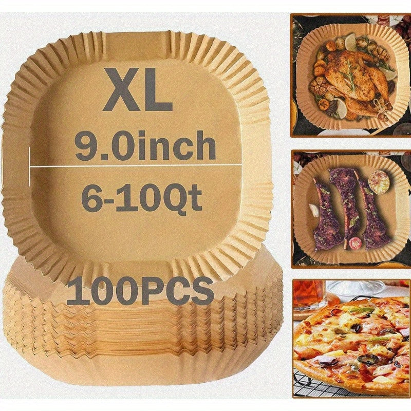 Air Fryer Disposable Paper Liners 9inch Air Fryer Rack 100pcs Square Liners NonStick Thickened Waterproof OilProof Baking Paper 9. 0''XL, Air Fryer Liners Non Stick, Air Fryer Butter Paper, Air Fryer Liners Large Size, Meal Prep Tools, Cooking