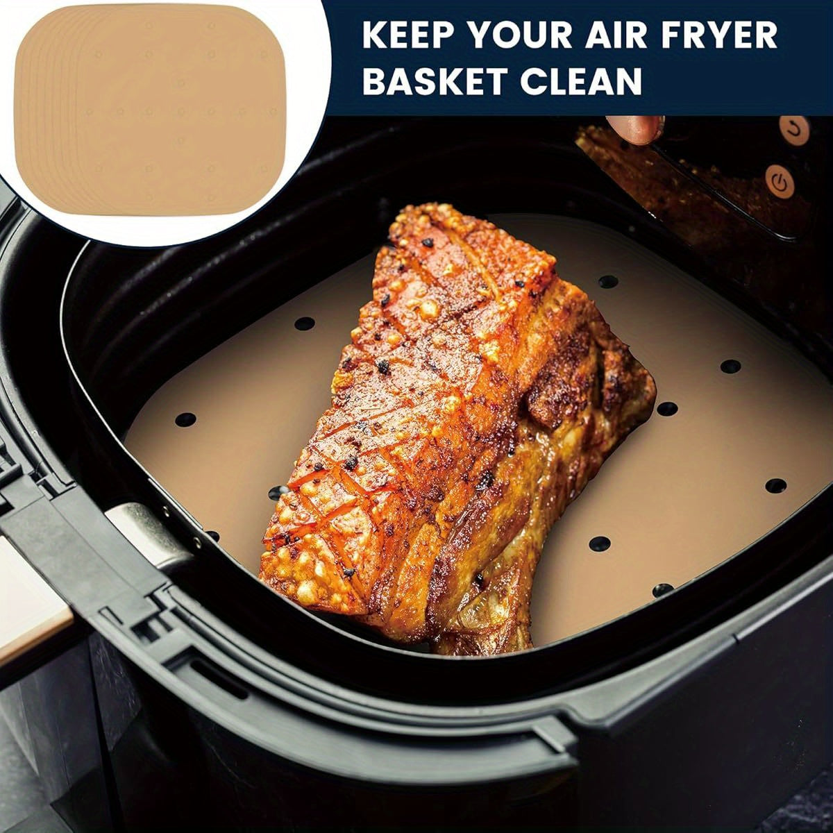 400pcs 6. 3 Inch Square Air Fryer Parchment Paper Liners Disposable, Unbleached Air Fryer Sheets with Holes, Perforated Steamer Liners for 2- 5QT Basket Air Fryer Microwave Oven Frying Pan Plate, Air Fryer Liners Paper, Disposable Air Fryer Liners, Air