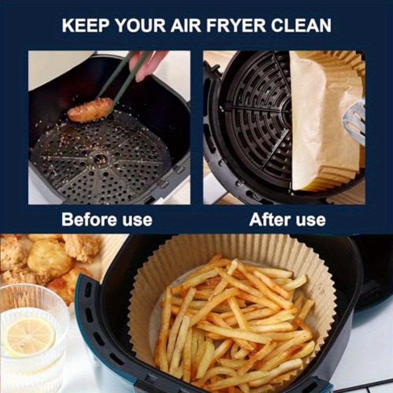 300pcs 7.9 Inch Round Air Fryer Baking Paper Liners - Non-Stick Parchment Sheets, Heat-Resistant up to 428°F, Compatible with 5-8QT Air Fryers, Microwaves, Ovens & Frying Pans | Individually Wrapped for Pizza, Chicken Wings, Fried Foods | Disposable &