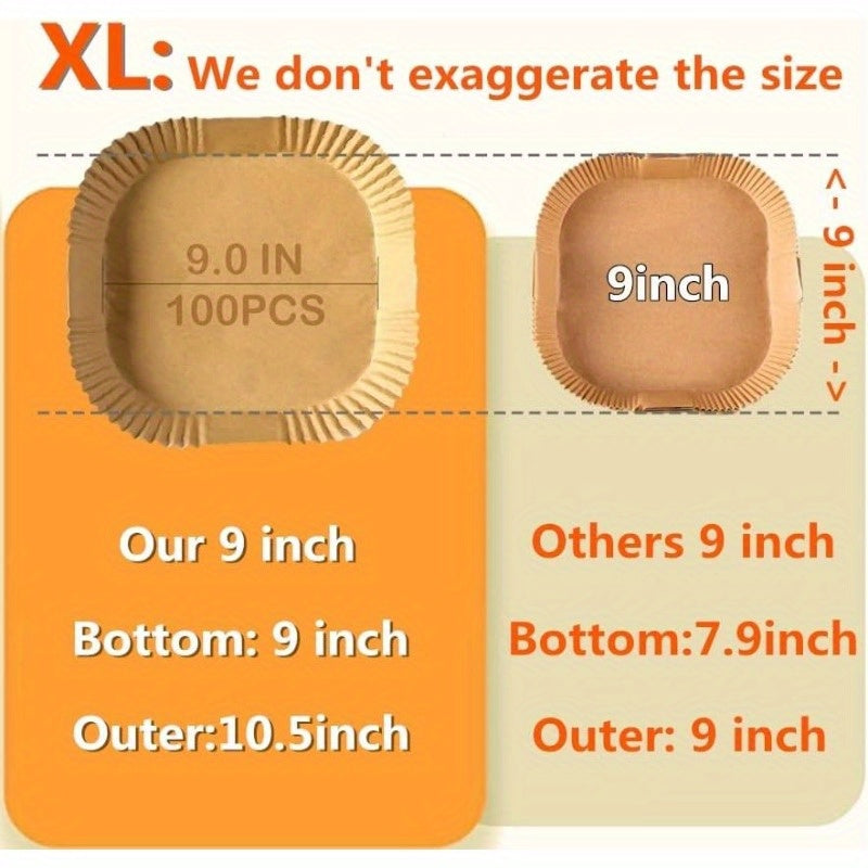 Air Fryer Disposable Paper Liners 9inch Air Fryer Rack 100pcs Square Liners NonStick Thickened Waterproof OilProof Baking Paper 9. 0''XL, Air Fryer Liners Non Stick, Air Fryer Butter Paper, Air Fryer Liners Large Size, Meal Prep Tools, Cooking