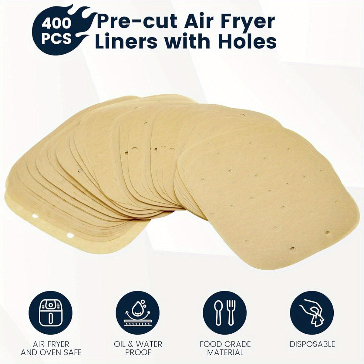 400pcs 6. 3 Inch Square Air Fryer Parchment Paper Liners Disposable, Unbleached Air Fryer Sheets with Holes, Perforated Steamer Liners for 2- 5QT Basket Air Fryer Microwave Oven Frying Pan Plate, Air Fryer Liners Paper, Disposable Air Fryer Liners, Air