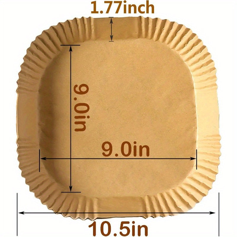 100pcs Air Fryer Liners Disposable 9.0''XL Square Parchment Paper - Non-Stick, Waterproof & Oil-Proof Thickened Baking Sheets with Wavy Edging for Oven, Microwave, Steamer - Fits 9-10.5" Air Fryers, Air Fryer Disposable Paper Liner, Oven Cooking Sheets,