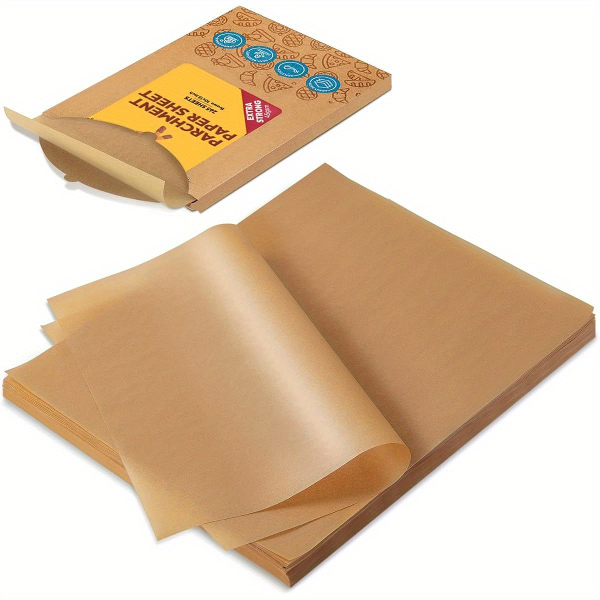 Katbite 265pcs 10x15 Inch Parchment Paper Sheets - Heavy Duty Unbleached Baking Paper, Pre-Cut & Oil-Proof, Perfect for Steaming, Cooking Bread, Cakes & Wrapping Foods - Advanced Series, Food Wrapping Paper, Kitchen Essentials, Foodsafe Material, Foodsafe