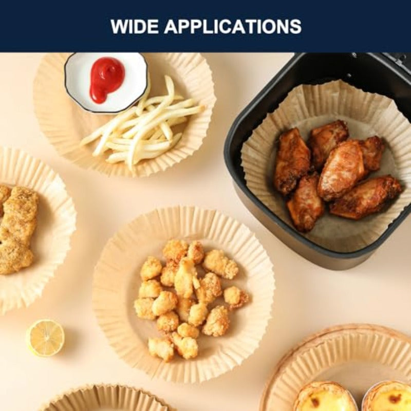 300pcs 7.9 Inch Round Air Fryer Baking Paper Liners - Non-Stick Parchment Sheets, Heat-Resistant up to 428°F, Compatible with 5-8QT Air Fryers, Microwaves, Ovens & Frying Pans | Individually Wrapped for Pizza, Chicken Wings, Fried Foods | Disposable &